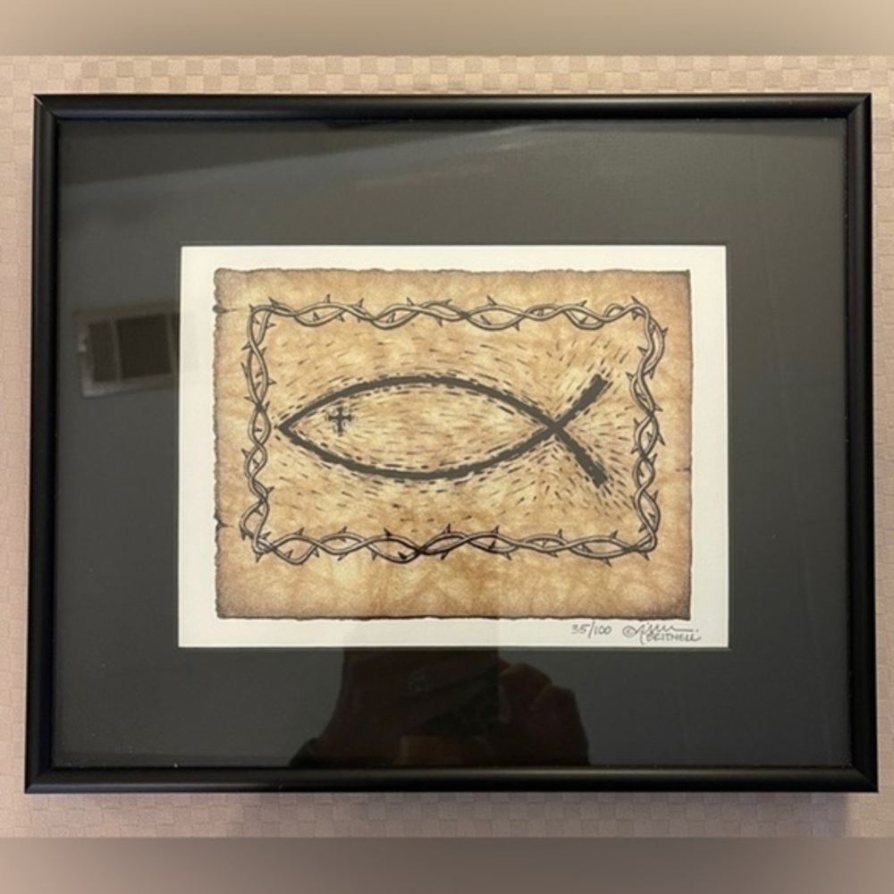 Richard E. Britnell Icthus Christian fish original artist signed & numbered art.